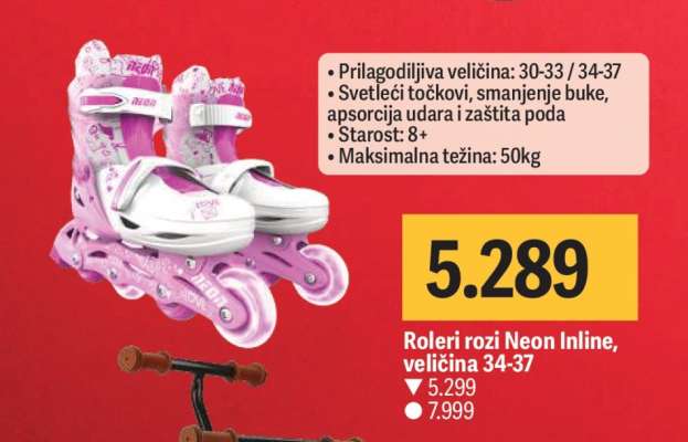 Roler rozi Neon Inline, veličina 34-37