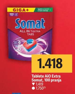 Tablete AIO Extra Somat, 100 pranja
