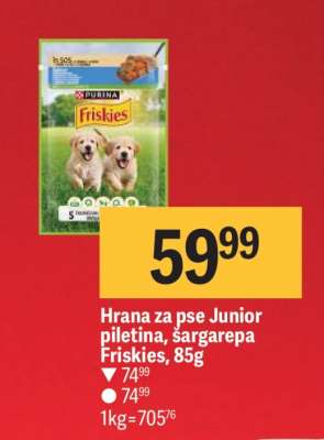 Hrana za pse Junior piletina, šargarepa Friskies, 85g