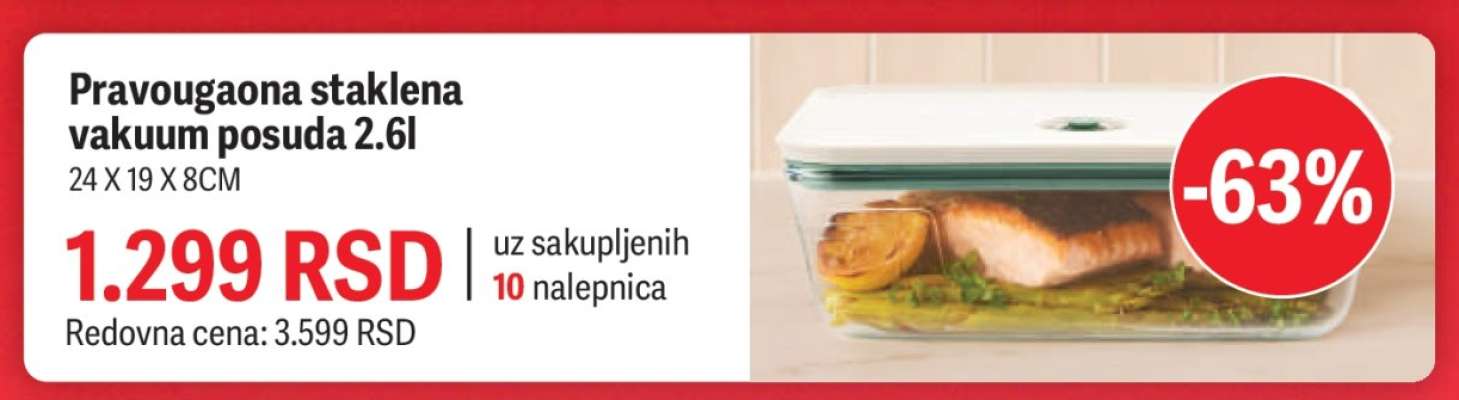 Pravougaona staklena vakuum posuda 2.6l