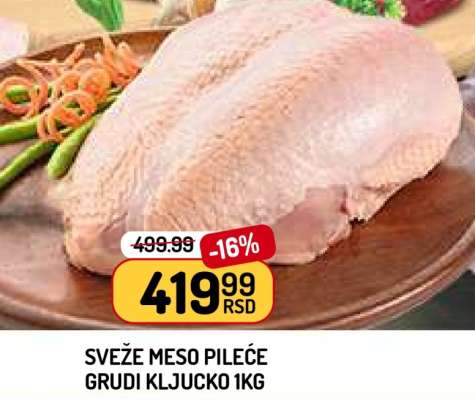 Sveže meso pileće grudi ključno 1kg