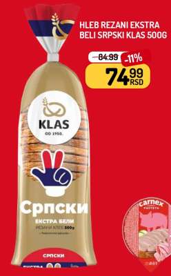 Hleb rezani ekstra beli Srpski Klas 500g