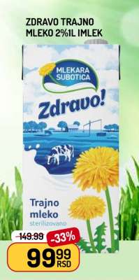 Zdravo Trajno Mleko 2% 1L Imlek
