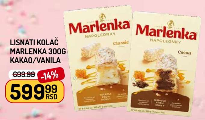 Lisnati Kolač Marlenka 300g Kakao/Vanila
