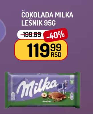 Čokolada Milka Lešnik 95g