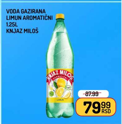 Voda Gazirana Limun Aromatični 1.25L Knjaz Miloš