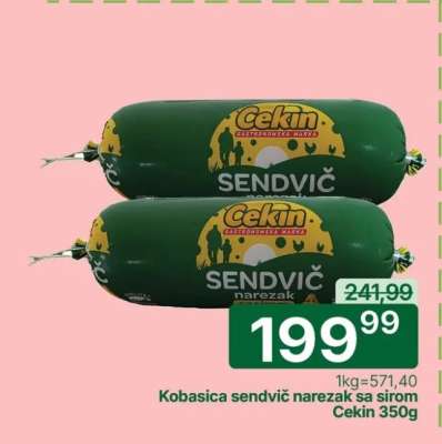 Kobasica sendvič narezak sa sirom Cekin 350g