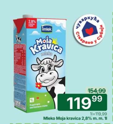 Mleko Moja kravica 2,8% m.m. 1l