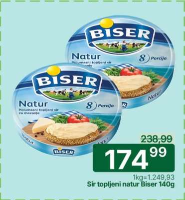 Sir topljeni natur Biser, 140g