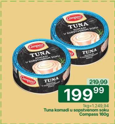 Tuna komadi u sopstvenom soku Compass 160g