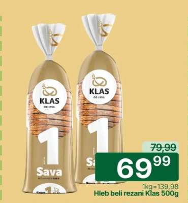 Hleb beli rezani Klas 500g