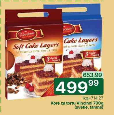 Kore za tortu Vincinni 700g (svetle, tamne)