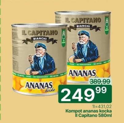 Kompot ananas kocka Il Capitano 580ml