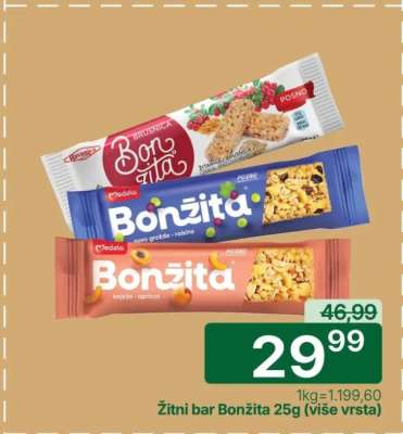 Žitni bar Bonžita 25g (više vrsta)