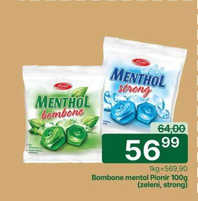 Bombone mentol Pionir 100g