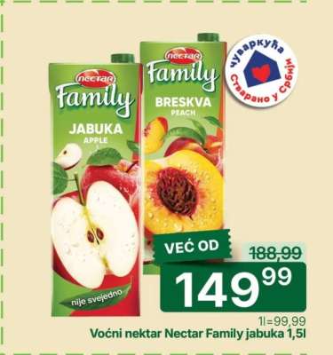 Voćni nektar Nectar Family jabuka 1,5l