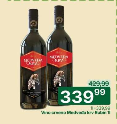 Vino crveno Medveđa krv Rubin 1l