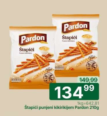 Štapići punjeni kikirikijem Pardon , 210g
