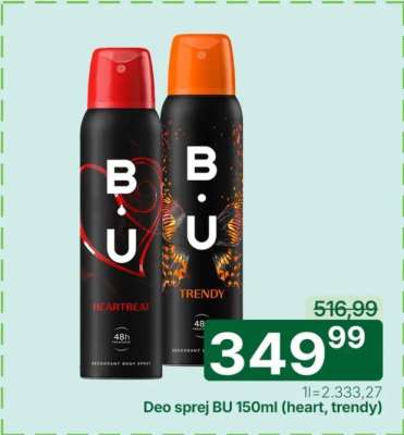 Deo sprej BU 150ml (heart, trendy)