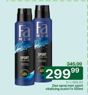 Deo sprej men sport vitalizing scent Fa 150ml