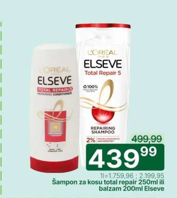 Šampon za kosu total repair 250ml ili balzam 200ml Elseve