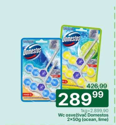 Wc osvěživač Domestos 2×50g (ocean, lime)