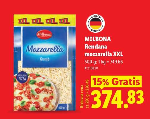 Milbona Rendana mozzarella XXL