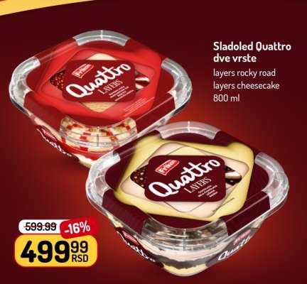 Sladoled Quattro dve vrste