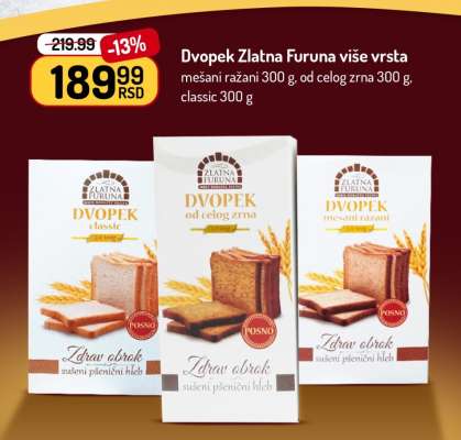 Dvopek Zlatna Furuna više vrsta