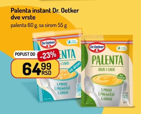 Palenta instant Dr. Oetker dve vrste