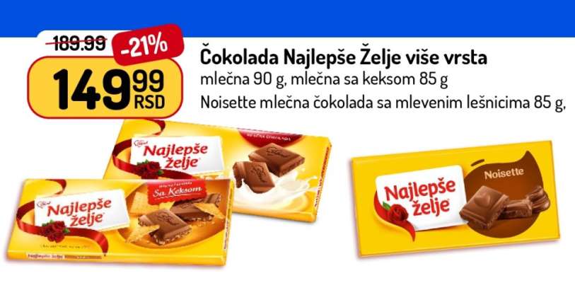 Čokolada Najlepše želje više vrsta