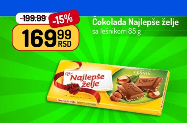 Čokolada Najlepše želje sa lešnikom 85 g