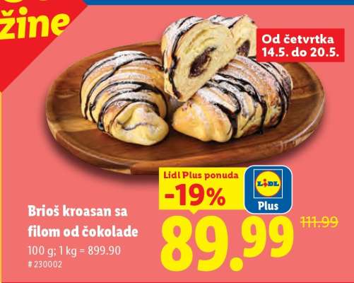 Brioš kroasan sa filom od čokolade