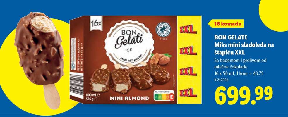 Bon Gelati Miks mini sladoleda na štapiću XXL