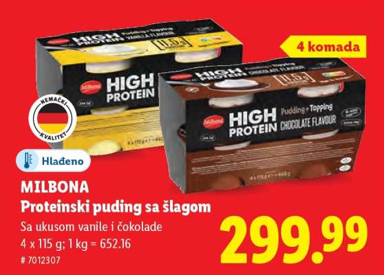 MILBONA Proteinski puding sa šlagom