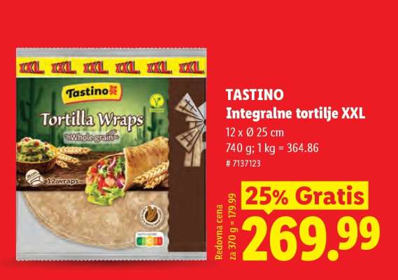 Tastino Integralne tortilje XXL