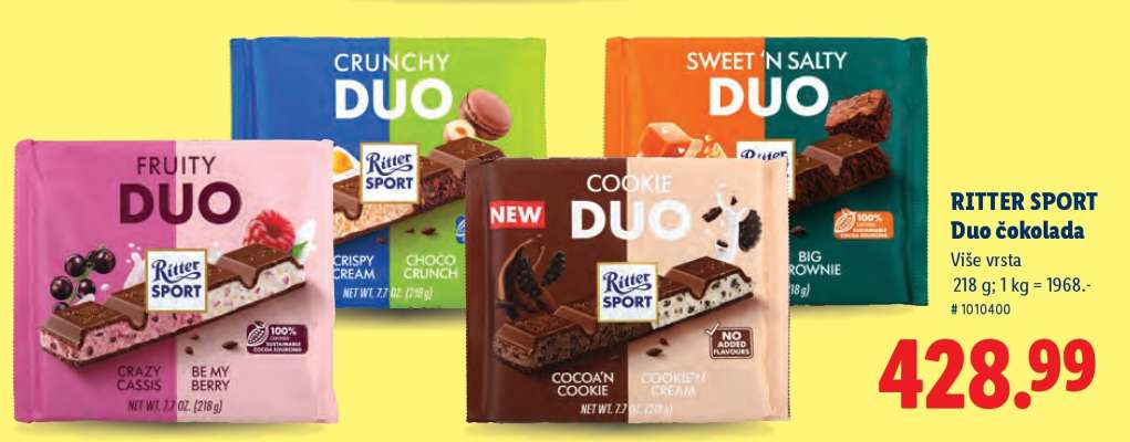 RITTER SPORT Duo čokolada