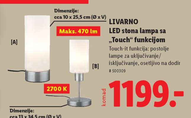 LIVARNO LED stona lampa sa 'Touch' funkcijom