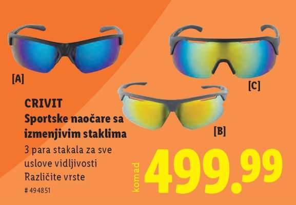 CRIVIT Sportske naočare sa izmenjivim staklima