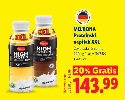 Milbona Proteinski napitak XXL