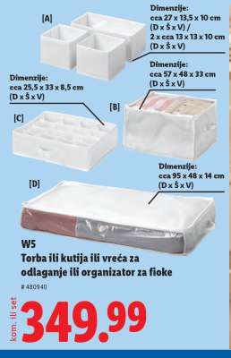 W5 Torba ili kutija ili vreća za odlaganje ili organizator za fioke