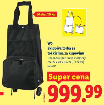 W5 Sklopiva torba sa točkićima za kupovinu