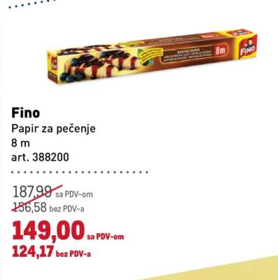 Fino Papir za pečenje 8 m