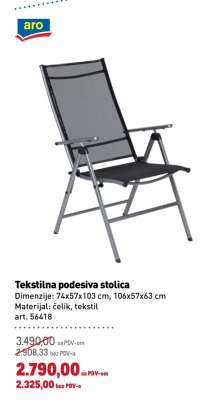 Tekstilna podesiva stolica