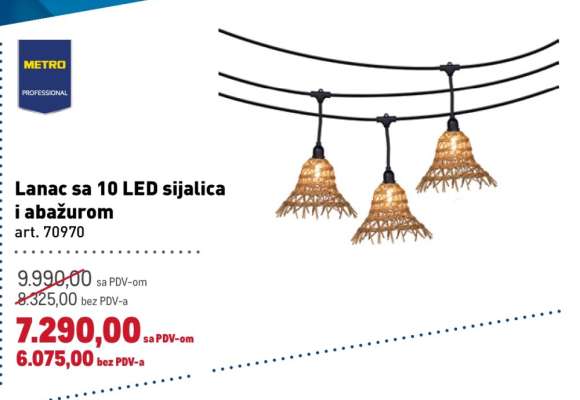 Lanac sa 10 LED sijalica i abažurom