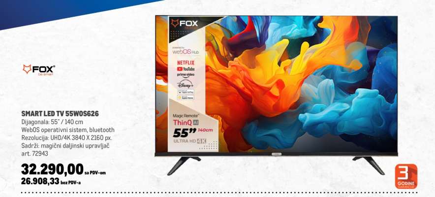 SMART LED TV 55WOS626