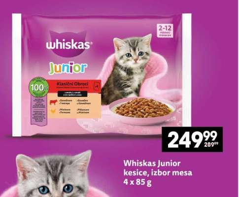 Whiskas Junior kesice, izbor mesa 4 x 85 g
