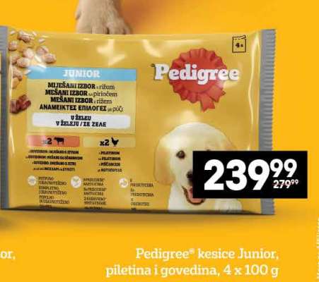 Pedigree® kesice Junior, piletina i govedina 4 x 100 g
