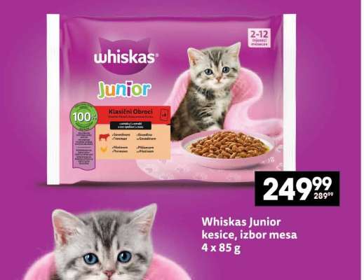 Whiskas Junior kesice, izbor mesa 4 x 85 g