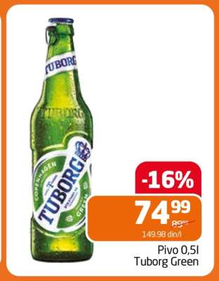 Pivo 0,5l Tuborg Green